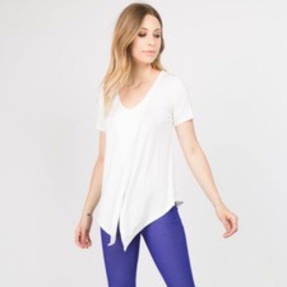 Yelete Tops - Split Front Short Sleeve Top
